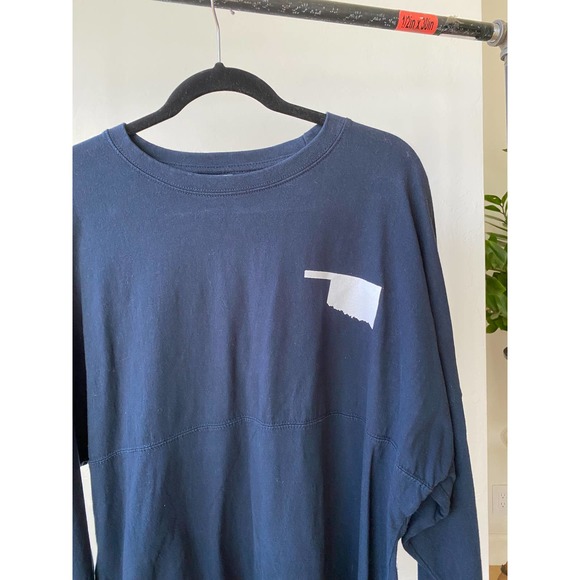 ROYCE BRAND OKLAHOMA Women's Navy Blue/White Long Sleeve Crew Neck Tee size L - Picture 5 of 7